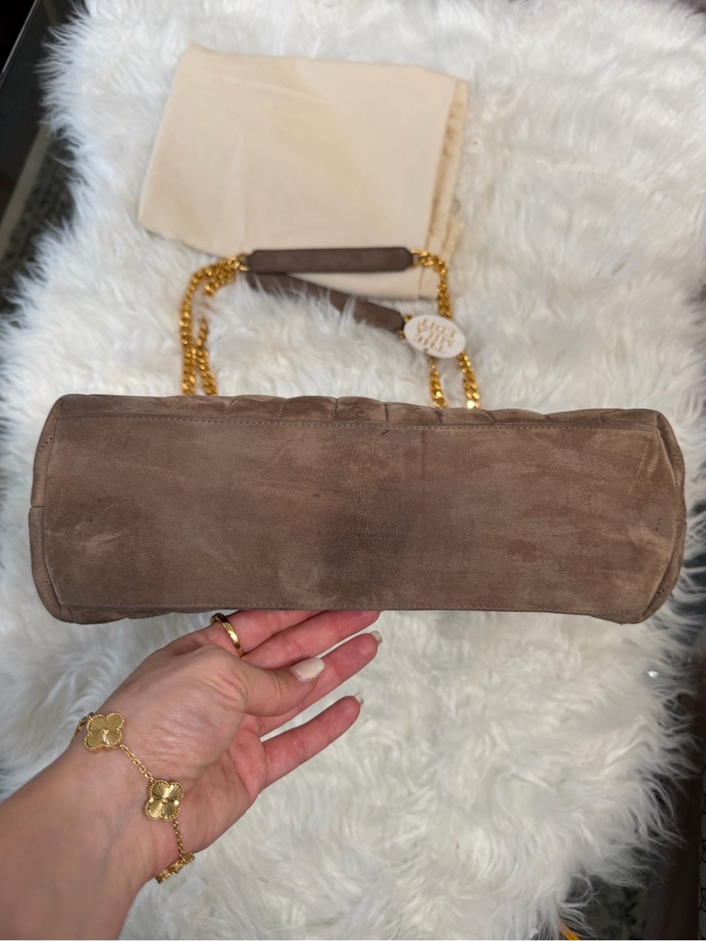 Saint Laurent Taupe Suede LOULOU QUILTED Envelope Bag with Gold Hardware - Picture 3 of 9